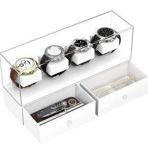 PILIPILI Acrylic Watch Organizer Watch Display Case w/Drawers Black & acrylic